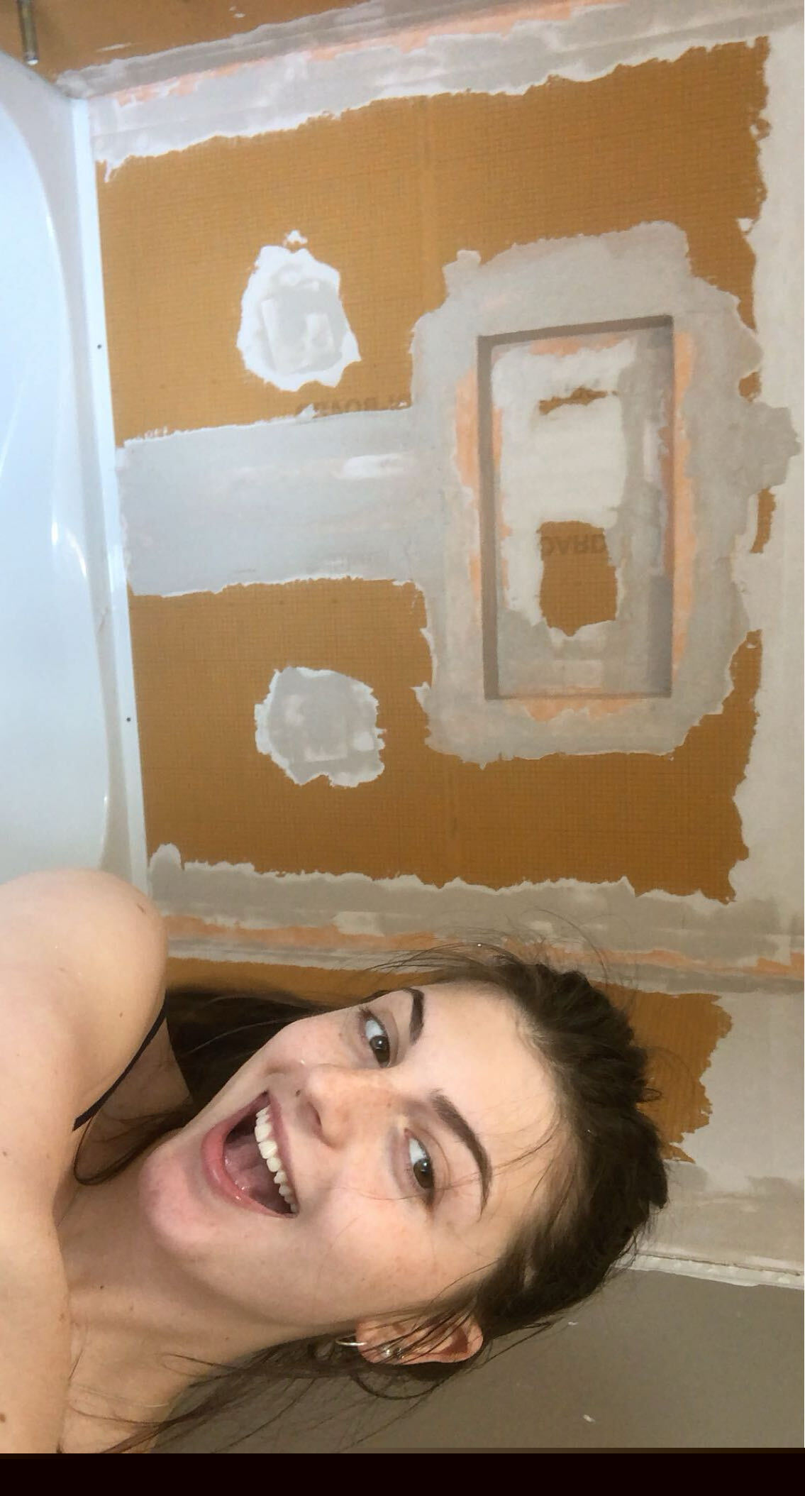 Mid-renovation bathroom selfie, Grade 10